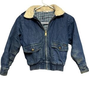 Rare Oshkosh B'Gosh Denim Sherpa Jacket Kids Size 7 vintage USA
